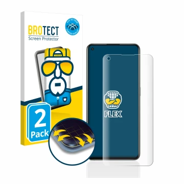 Vorderseite einer Produktverpackung mit dem Markenlogo BROTECT. Daneben ist das Gerät realme GT 2 Pro mit dem zugehörigen Disp