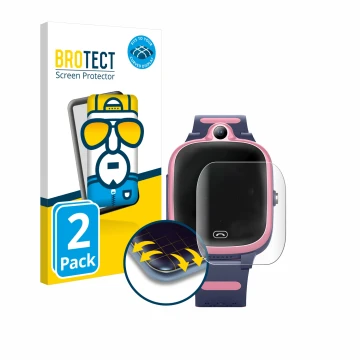 Vorderseite einer Produktverpackung mit dem Markenlogo BROTECT. Daneben ist das Gerät Fitonme 4G Smartwatch S.B-1034 mit dem z