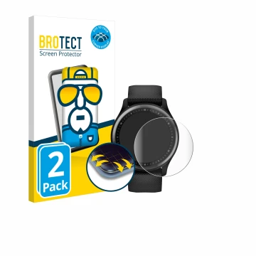 Vorderseite einer Produktverpackung mit dem Markenlogo BROTECT. Daneben ist das Gerät Garmin Vivomove Sport mit dem zugehörige