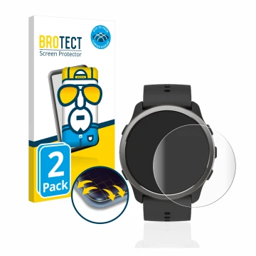 Vorderseite einer Produktverpackung mit dem Markenlogo BROTECT. Daneben ist das Gerät Suunto 5 Peak mit dem zugehörigen Displa