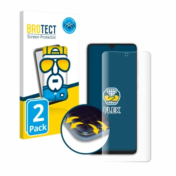 Vorderseite einer Produktverpackung mit dem Markenlogo BROTECT. Daneben ist das Gerät Samsung Galaxy A33 5G mit dem zugehörige