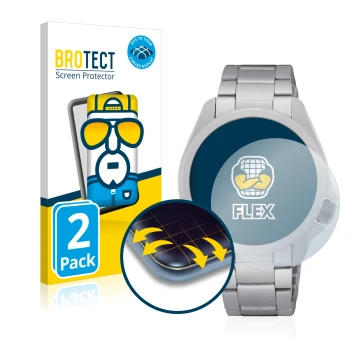 Vorderseite einer Produktverpackung mit dem Markenlogo BROTECT. Daneben ist das Gerät Seiko 5 Sports SRPH49K1 mit dem zugehöri
