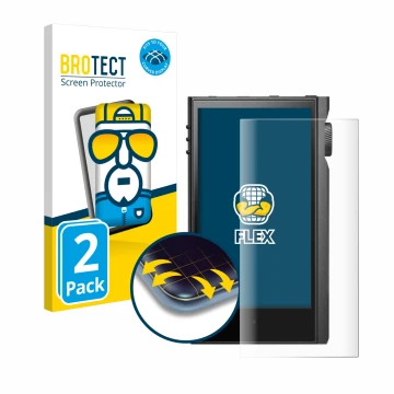 Vorderseite einer Produktverpackung mit dem Markenlogo BROTECT. Daneben ist das Gerät Astell&Kern Kann Max mit dem zugehörigen