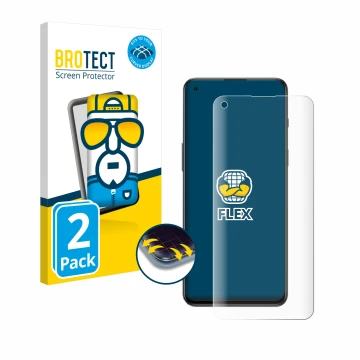 Vorderseite einer Produktverpackung mit dem Markenlogo BROTECT. Daneben ist das Gerät OnePlus Nord 2T 5G mit dem zugehörigen D