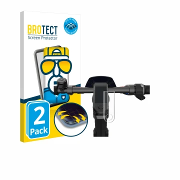 Vorderseite einer Produktverpackung mit dem Markenlogo BROTECT. Daneben ist das Gerät NIU KQi3 Pro mit dem zugehörigen Display