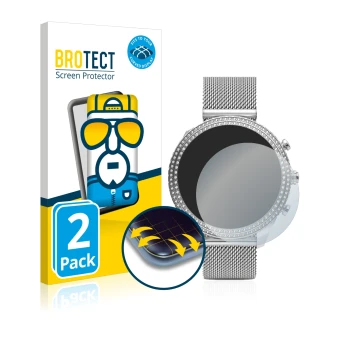 Vorderseite einer Produktverpackung mit dem Markenlogo BROTECT. Daneben ist das Gerät Fossil Stella (6. Gen) mit dem zugehörig