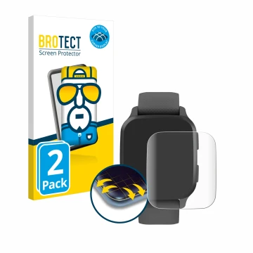 Vorderseite einer Produktverpackung mit dem Markenlogo BROTECT. Daneben ist das Gerät Garmin Venu Sq 2 mit dem zugehörigen Dis