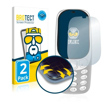 Vorderseite einer Produktverpackung mit dem Markenlogo BROTECT. Daneben ist das Gerät Nokia 3310 (2017) mit dem zugehörigen Di
