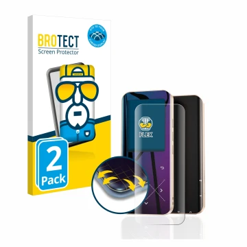 Vorderseite einer Produktverpackung mit dem Markenlogo BROTECT. Daneben ist das Gerät AGPtek A09X mit dem zugehörigen Displays