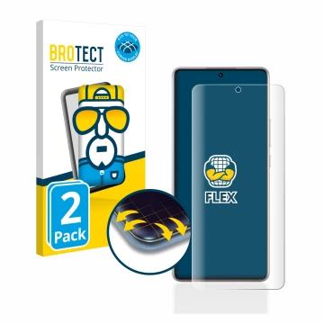 Vorderseite einer Produktverpackung mit dem Markenlogo BROTECT. Daneben ist das Gerät Xiaomi Redmi Note 12 Pro 5G mit dem zuge