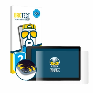 Vorderseite einer Produktverpackung mit dem Markenlogo BROTECT. Daneben ist das Gerät Garmin zumo XT2 mit dem zugehörigen Disp