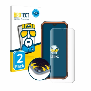 Vorderseite einer Produktverpackung mit dem Markenlogo BROTECT. Daneben ist das Gerät Blackview BV9200 mit dem zugehörigen Dis