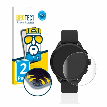 Vorderseite einer Produktverpackung mit dem Markenlogo BROTECT. Daneben ist das Gerät Fossil Smartwatch Wellness (Gen 6) Hybri