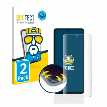 Vorderseite einer Produktverpackung mit dem Markenlogo BROTECT. Daneben ist das Gerät Xiaomi Poco F5 mit dem zugehörigen Displ