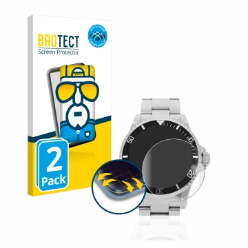 Vorderseite einer Produktverpackung mit dem Markenlogo BROTECT. Daneben ist das Gerät Rolex Submariner (no date) mit dem zugeh