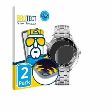 Vorderseite einer Produktverpackung mit dem Markenlogo BROTECT. Daneben ist das Gerät Omega Seamaster Diver 300M (42 mm) mit d