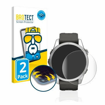 Vorderseite einer Produktverpackung mit dem Markenlogo BROTECT. Daneben ist das Gerät Garmin Fenix 7S Pro Solar (42 mm) mit de