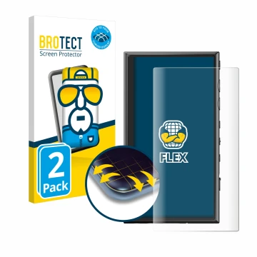 Vorderseite einer Produktverpackung mit dem Markenlogo BROTECT. Daneben ist das Gerät Sony Walkman NW-A306 mit dem zugehörigen