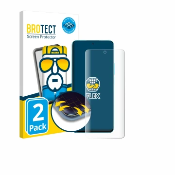 Vorderseite einer Produktverpackung mit dem Markenlogo BROTECT. Daneben ist das Gerät Honor 90 Lite mit dem zugehörigen Displa