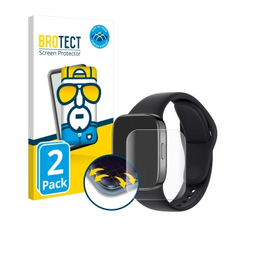 Vorderseite einer Produktverpackung mit dem Markenlogo BROTECT. Daneben ist das Gerät Xiaomi Redmi Watch 3 mit dem zugehörigen