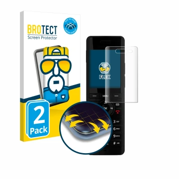 Vorderseite einer Produktverpackung mit dem Markenlogo BROTECT. Daneben ist das Gerät AVM Fritz!Fon X6 Black mit dem zugehörig