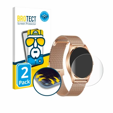 Vorderseite einer Produktverpackung mit dem Markenlogo BROTECT. Daneben ist das Gerät Xcoast X-Watch Joli XC Pro mit dem zugeh