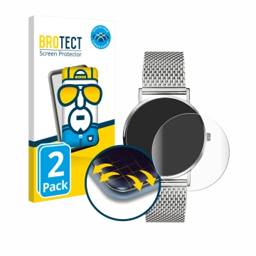 Vorderseite einer Produktverpackung mit dem Markenlogo BROTECT. Daneben ist das Gerät Liebeskind New Case Mesh (34 mm) mit dem