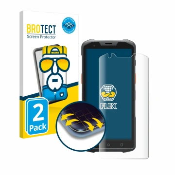 Vorderseite einer Produktverpackung mit dem Markenlogo BROTECT. Daneben ist das Gerät Sunmi L2H mit dem zugehörigen Displaysch