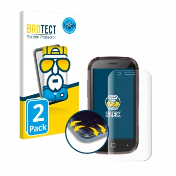 Vorderseite einer Produktverpackung mit dem Markenlogo BROTECT. Daneben ist das Gerät Unihertz Jelly Star mit dem zugehörigen 