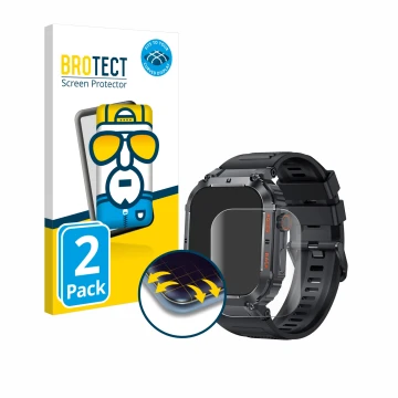 Vorderseite einer Produktverpackung mit dem Markenlogo BROTECT. Daneben ist das Gerät GaWear K57PRO 1.96