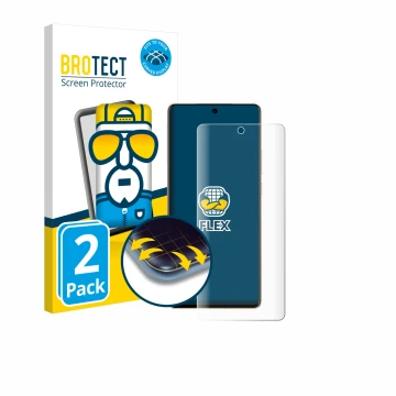 Vorderseite einer Produktverpackung mit dem Markenlogo BROTECT. Daneben ist das Gerät Vivo X100 Pro mit dem zugehörigen Displa