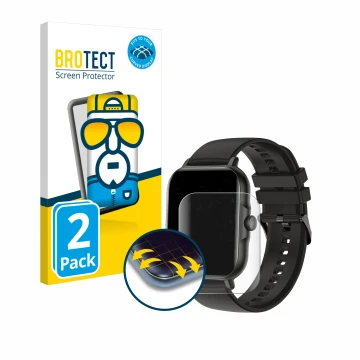 Vorderseite einer Produktverpackung mit dem Markenlogo BROTECT. Daneben ist das Gerät AcclaFit KM13 1.83