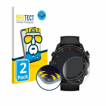 Vorderseite einer Produktverpackung mit dem Markenlogo BROTECT. Daneben ist das Gerät Garmin Descent Mk3i (51 mm) mit dem zuge