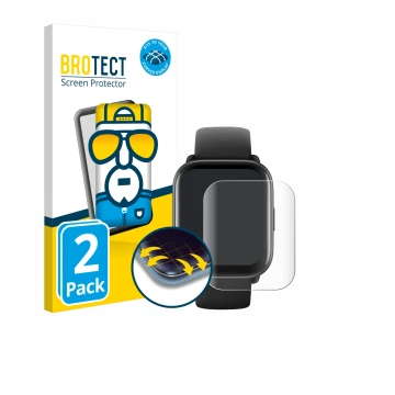 Vorderseite einer Produktverpackung mit dem Markenlogo BROTECT. Daneben ist das Gerät Amazfit Active mit dem zugehörigen Displ