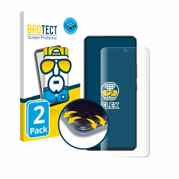 Vorderseite einer Produktverpackung mit dem Markenlogo BROTECT. Daneben ist das Gerät Xiaomi Poco X6 mit dem zugehörigen Displ