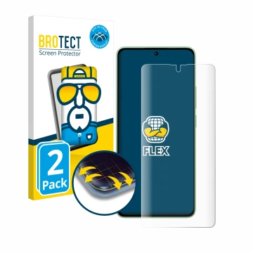 Vorderseite einer Produktverpackung mit dem Markenlogo BROTECT. Daneben ist das Gerät Xiaomi Redmi Note 13 4G mit dem zugehöri