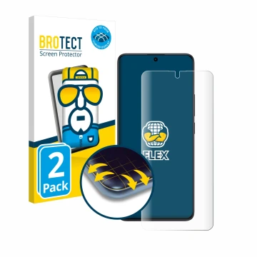 Vorderseite einer Produktverpackung mit dem Markenlogo BROTECT. Daneben ist das Gerät Xiaomi Redmi Note 13 Pro 4G mit dem zuge