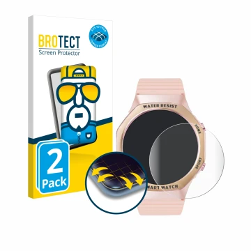 Vorderseite einer Produktverpackung mit dem Markenlogo BROTECT. Daneben ist das Gerät Mutoy Smartwatch 1.32