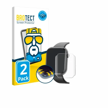 Vorderseite einer Produktverpackung mit dem Markenlogo BROTECT. Daneben ist das Gerät Mingtawn Smartwatch 1.85