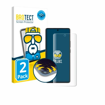 Vorderseite einer Produktverpackung mit dem Markenlogo BROTECT. Daneben ist das Gerät Vivo X90 Pro Plus mit dem zugehörigen Di