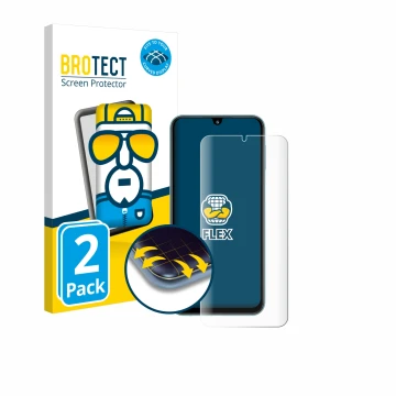 Vorderseite einer Produktverpackung mit dem Markenlogo BROTECT. Daneben ist das Gerät Samsung Galaxy M34 mit dem zugehörigen D