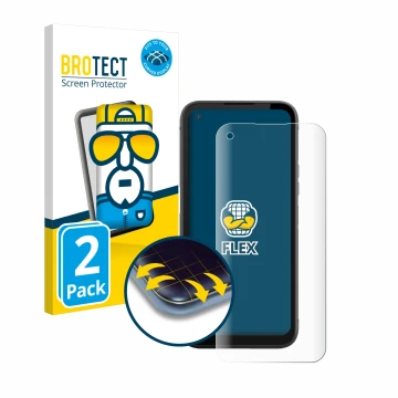 Vorderseite einer Produktverpackung mit dem Markenlogo BROTECT. Daneben ist das Gerät Gigaset GX6 Pro mit dem zugehörigen Disp