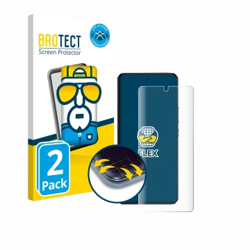 Vorderseite einer Produktverpackung mit dem Markenlogo BROTECT. Daneben ist das Gerät Vivo V40 SE mit dem zugehörigen Displays