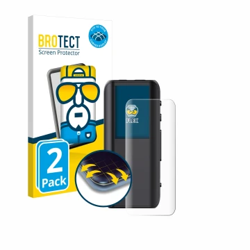 Vorderseite einer Produktverpackung mit dem Markenlogo BROTECT. Daneben ist das Gerät FiiO BTR15 mit dem zugehörigen Displaysc