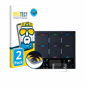 Vorderseite einer Produktverpackung mit dem Markenlogo BROTECT. Daneben ist das Gerät Roland SPD-SX PRO mit dem zugehörigen Di