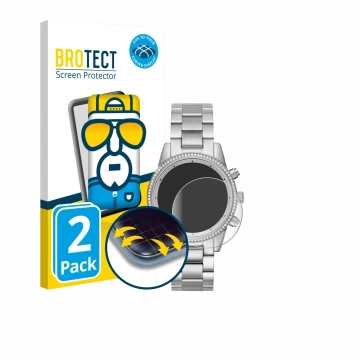 Vorderseite einer Produktverpackung mit dem Markenlogo BROTECT. Daneben ist das Gerät Michael Kors Ritz MK6428 mit dem zugehör