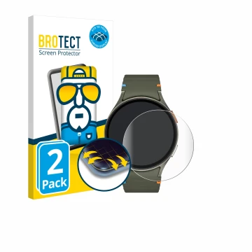 Vorderseite einer Produktverpackung mit dem Markenlogo BROTECT. Daneben ist das Gerät Samsung Galaxy Watch 7 (44 mm) mit dem z