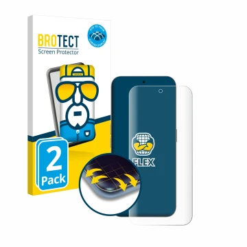 Vorderseite einer Produktverpackung mit dem Markenlogo BROTECT. Daneben ist das Gerät Nothing Phone (2a) Plus mit dem zugehöri