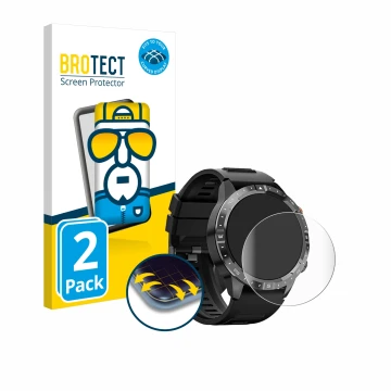 Vorderseite einer Produktverpackung mit dem Markenlogo BROTECT. Daneben ist das Gerät Sanorum Smartwatch 1.43