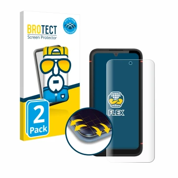 Vorderseite einer Produktverpackung mit dem Markenlogo BROTECT. Daneben ist das Gerät Gigaset GX4 Pro mit dem zugehörigen Disp